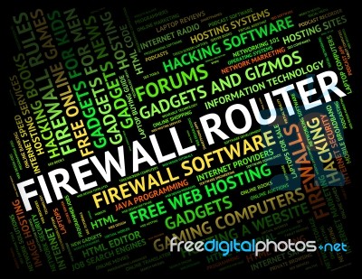 Firewall Router Represents Word Protect And Routing Stock Image