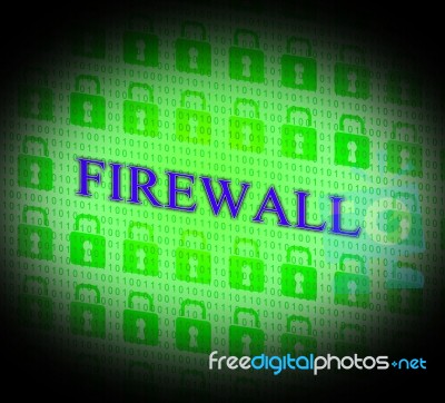 Firewall Security Means No Access And Encrypt Stock Image