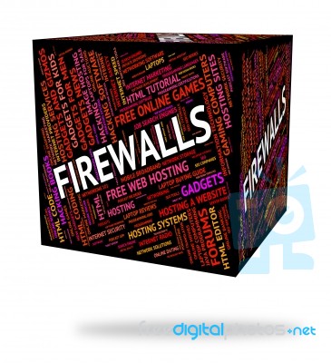 Firewalls Word Shows Guard Secure And Words Stock Image