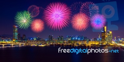 Firework Festival In Korea Stock Photo