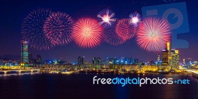 Firework Festival In Korea Stock Photo