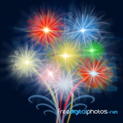 Fireworks Celebrate Shows Explosion Background And Celebration Stock Image