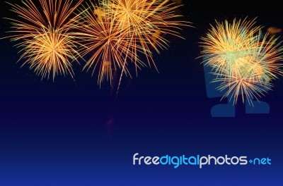 Fireworks Celebration And The Twilight Sky Background Stock Photo