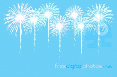 Fireworks Celebration On Dark Background Stock Photo