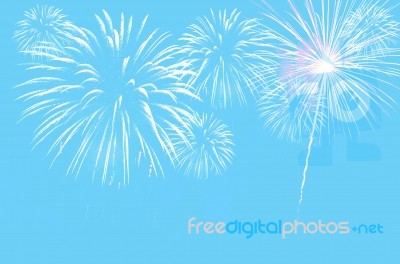 Fireworks Celebration On Dark Background Stock Photo