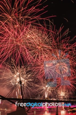 Fireworks In Brisbane City Stock Photo