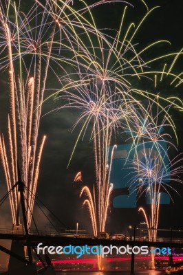 Fireworks In Brisbane City Stock Photo