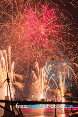 Fireworks In Brisbane City Stock Photo