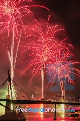 Fireworks In Brisbane City Stock Photo