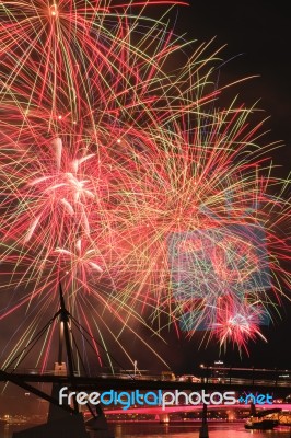 Fireworks In Brisbane City Stock Photo