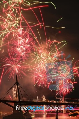 Fireworks In Brisbane City Stock Photo