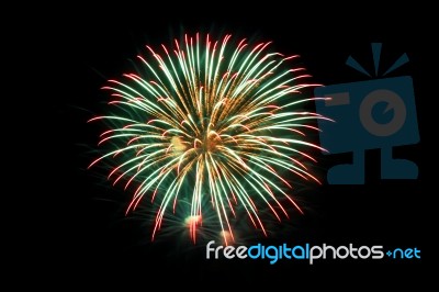 Fireworks Light Up In The Sky, Dazzling Scene Stock Photo