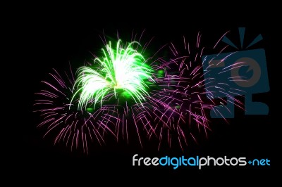 Fireworks Light Up In The Sky, Dazzling Scene Stock Photo