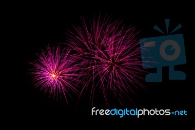 Fireworks Light Up In The Sky, Dazzling Scene Stock Photo