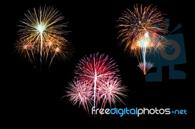 Fireworks Light Up In The Sky, Dazzling Scene Stock Photo