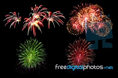 Fireworks Light Up In The Sky, Dazzling Scene Stock Photo