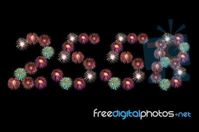 Fireworks New Year 2558 Stock Photo