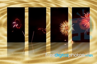 Fireworks Selection And Reflections Stock Image