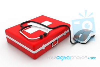 First Aid Kit And Computer Mouse Stock Image