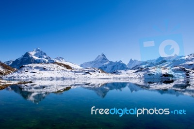 First Mountain Grindelwald Switzerland Stock Photo