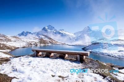 First Mountain Grindelwald Switzerland Stock Photo