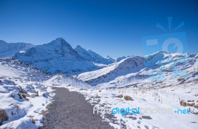 First Mountain Grindelwald Switzerland Stock Photo