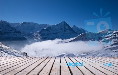 First Mountain Grindelwald Switzerland Stock Photo