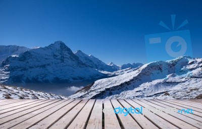 First Mountain Grindelwald Switzerland Stock Photo