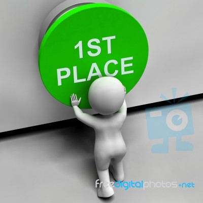 First Place Button Shows 1st Place And Winner Stock Image