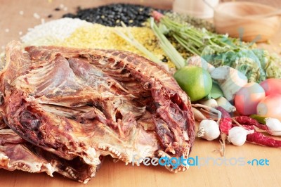 Fish For Cooking On Wooden Stock Photo