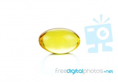 Fish Oil Capsules Isolated On The White Background Stock Photo