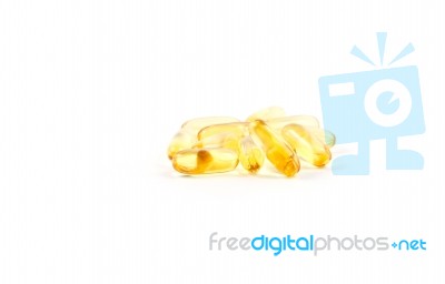 Fish Oil Capsules On White Background Stock Photo