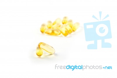 Fish Oil Capsules On White Background Stock Photo