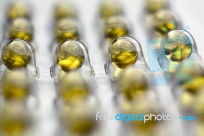 Fish Oil Pills Stock Photo