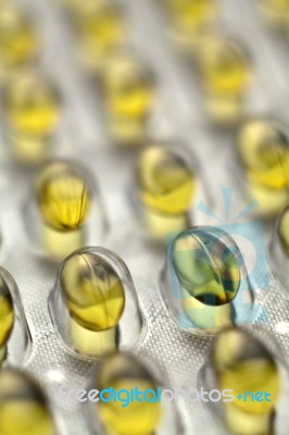 Fish Oil Pills Stock Photo