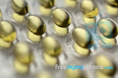 Fish Oil Pills Stock Photo