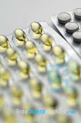 Fish Oil Pills And Tablet Stock Photo