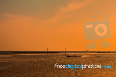 Fishermen On A Boat And The Sea Stock Photo