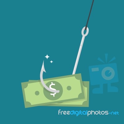 Fishhook With Money Stock Image