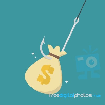 Fishhook With Money Bag Stock Image