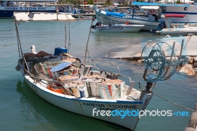 Fishing Boat In The Harbour At Latchi In Cyprus Stock Photo