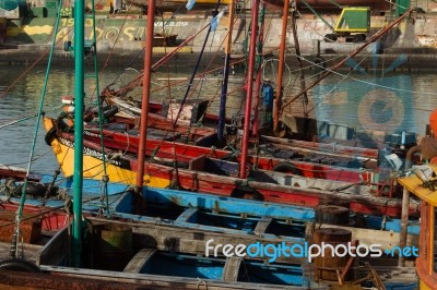 Fishing Boats Moored Stock Photo