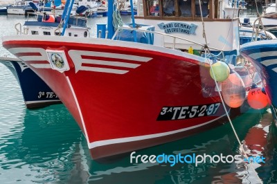 Fishing Boats Moored In Los Christianos Harbour Tenerife Stock Photo