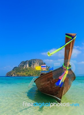 Fishing Boats On The Sea And Beutiful Island Stock Photo