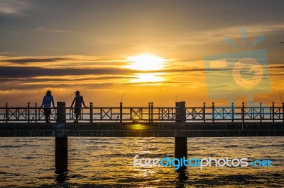 Fishing Man On Holiday Stock Photo