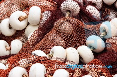 Fishing Nets With Corks Stock Photo