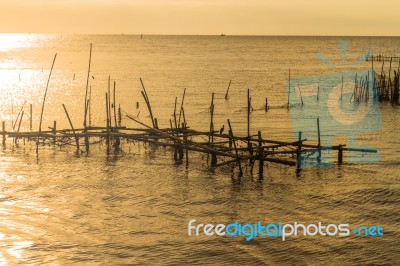 Fishing Scoop At Seascape Stock Photo