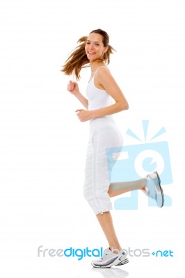 Fit Woman Running Stock Photo