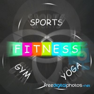 Fitness Activities Displays Sports Yoga And Gym Exercise Stock Image