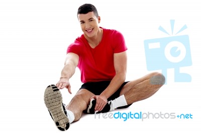 Fitness Girl Doing Stretching Exercise Stock Photo